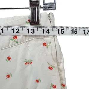 Anthropologie Feather Bone Wide Leg Talise Pants 4 Cream‎ Red Fruit Print Crop thumbnail 8