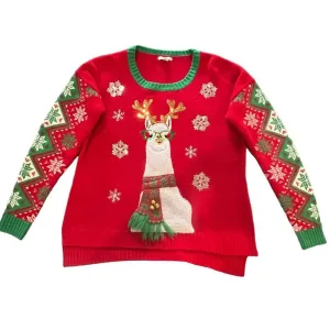 Isela Multicolor Llama Pullover Ugly Christmas Sweater Womens Size Large‎ thumbnail 4