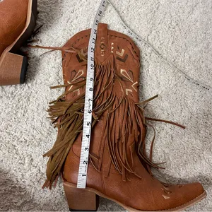 Brown Fringe Western Boots Size 9 thumbnail 13