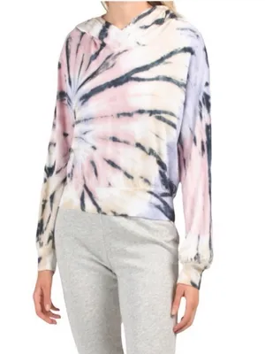 Young Fabulous & Broke Tie Dye Hoodie Pink Purple Pullover Medium Boho Cozy thumbnail 3