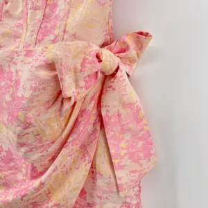 Storia Pink Gold Brocade Strapless Mini Dress Lace Up Back Bow HD2060 Large‎ thumbnail 6