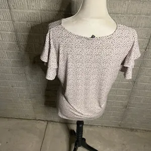 Adrianna‎ Papell Polka Dot Ruffled Sleeve Crew Neck Short Sleeve Blouse Large thumbnail 3