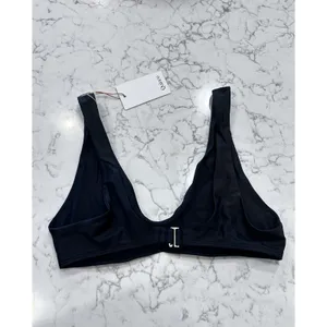 NWT Quince Black Italian Plunge Bikini Top Large thumbnail 4