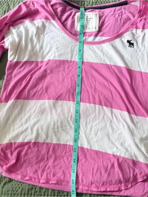 Abercrombie & Fitch Pink White Striped Scoop Neck Shirt Small Y2K Vintage thumbnail 6