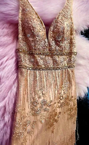 Trendy Rose Gold Sequins Designer Dress NWT thumbnail 10
