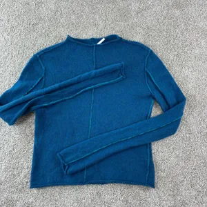 We The Free 100% Cashmere Sweater Women XS Roll Neck Seam Detail Blue Boho Indie thumbnail 10