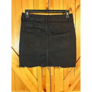 Nasty Gal black denim, jean skirt size 4 raw hem (0395)￼ thumbnail 2