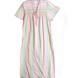 Vintage Katy Womens Size Small Nightgown Pastel Striped Maxi House Dress USA thumbnail 2