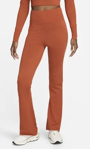 Nike Flare Chill knit Pants Women Medium Orange Excellent High Waist‎ FN4685-825 thumbnail 1
