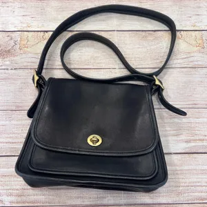 Coach‎ Ramblers Legacy Crossbody Bag Black Leather Vintage Turnlock 9061 USA thumbnail 1