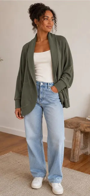 Banana Republic Women’s Olive Green Cotton Blend Open Front Cardigan Size Medium thumbnail 1