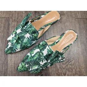 Schutz D’Ana Print Twisted Mule Palm Green White Slip On Point Toe Shoes 8.5B thumbnail 2