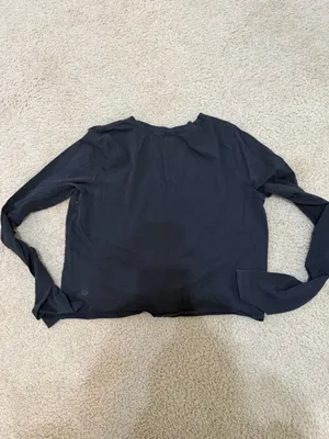 Lululemon Black Long Sleeve Tie Front Crop Top Athletic Yoga Top size medium thumbnail 2