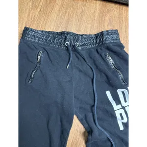 PINK Victoria's Secret Black‎ Joggers Faux Leather Trim Love Pink Graphic Small thumbnail 4