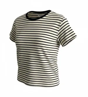 Sundry Striped‎ Crewneck Tee in Black and Cream-Small thumbnail 1