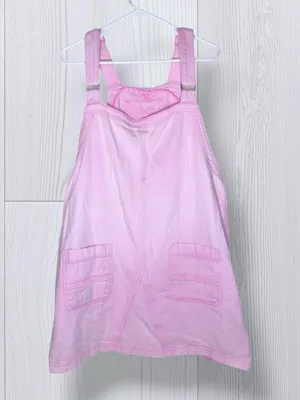 Women's Pastel Pink Cotton Denim Overall Mini Dress thumbnail 4