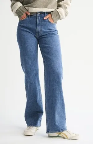 Abercrombie & Fitch The 90s Relaxed Jean High Rise Size 26 Blue Denim Y2K Retro thumbnail 1