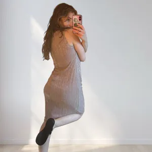 Champagne pink sparkly dress thumbnail 2