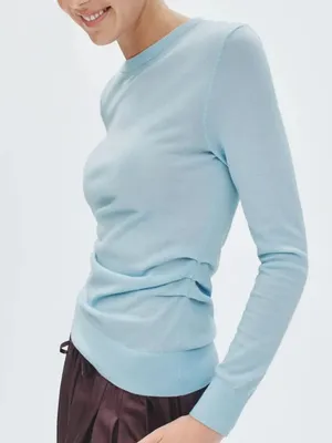 🌟 Lk Bennett 🌟 Dora Crew Neck Merino Wool Cotton Blend Sweater Blue Xs thumbnail 2