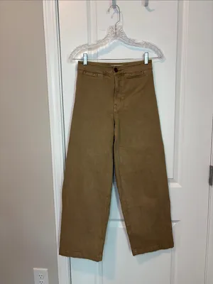 Madewell Curvy Emmett Wide-Leg Crop Pant: Welt Pocket Edition Drill Khaki thumbnail 8