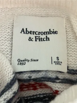 Abercrombie & Fitch Fair Isle Sweater in White and Blue thumbnail 4