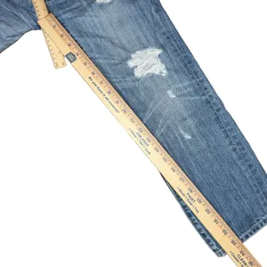 Y2K American Eagle 00 Boy Fit Cropped Low Rise Jeans Blue Distressed Denim Capri thumbnail 9