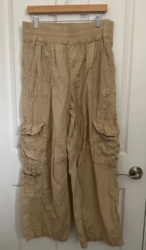 Aerie Khaki Cargo Pants - Wide Leg Utility Style thumbnail 1