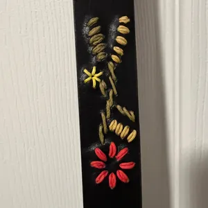 Zara Womens Brown Leather Embroidered Floral Belt Gold Buckle‎ Festival Hippie thumbnail 4