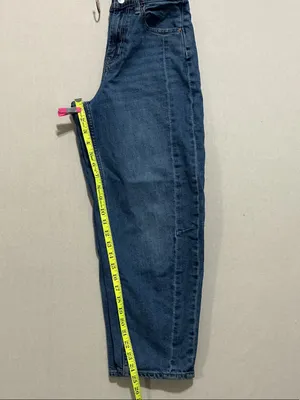 Old Navy Women's Barrel leg Jeans in Dark Blue Denim thumbnail 7