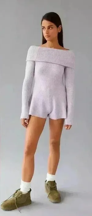 Urban Outfitters Sold Out Purple UO Grace‎ Off-The-Shoulder Romper Size S thumbnail 1