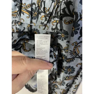 Topshop CROP BLOUSE paisley Frill In Blue Long Sleeve Boho Size 4 thumbnail 8