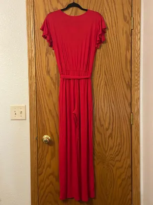 Fraiche by J Red Wrap-Front Wide-Leg Jumpsuit - NWT - Size M thumbnail 3