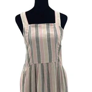 Caslon Womens Striped Square Neck Linen Blend‎ Maxi Dress Pink Cabana Medium NWT thumbnail 3