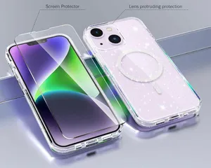 For iPhone 14 ONLY Glitter Clear Phone Case White thumbnail 1