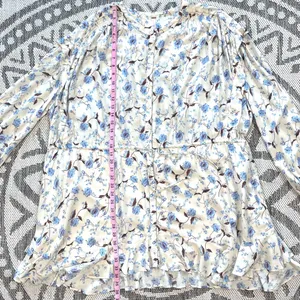 Free People Flower Fields Long Sleeve Mini Dress in Ivory Combo Medium thumbnail 11