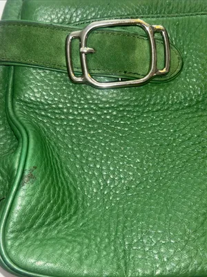 Cole Haan Vintage Green Leather Handbag Silver Hardware Suede Detail Preloved thumbnail 9