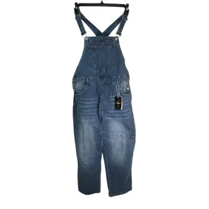 Flamingals Womens Denim Overalls XL Medium Wash Straight Leg Carpenter 80498 NEW thumbnail 11
