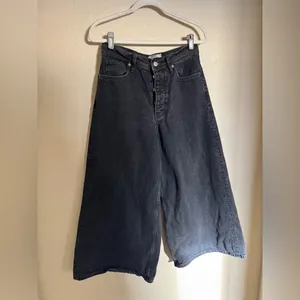 Free People We‎ The Free Lanry Super Wide Leg Crop Jeans Sz 29 Night Sky Black thumbnail 4