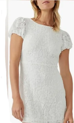 Free People White Hailee Lace Mini Dress with Back Tie thumbnail 1
