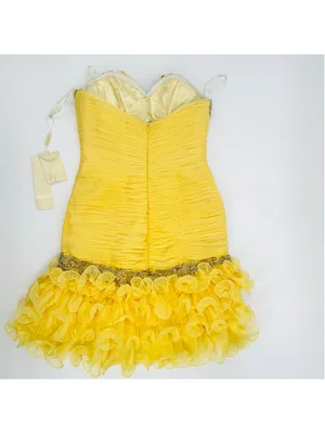 NWT Jasz Couture Strapless Beaded Cocktail Formal Short Dress Yellow Size 4 thumbnail 4