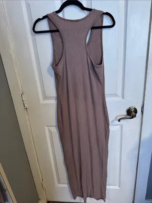 MadragRibbed Maxi Tank Dress in Mauve thumbnail 3