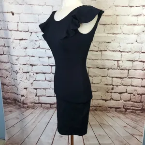 Lulu's Black Bodycon Dress with‎ Ruffle Sleeves thumbnail 4