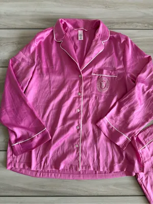 Victoria’s Secret Signature Satin Shine Long Pajama Set Pink Small NWT thumbnail 6