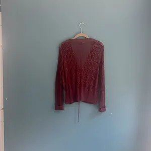 a.n.a burgundy‎ knit button-down sweater women’s size large thumbnail 2