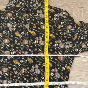 Natural Life Moody Floral Mini Shirt Dress Black Long Sleeve Rayon Cottage Med‎ thumbnail 10