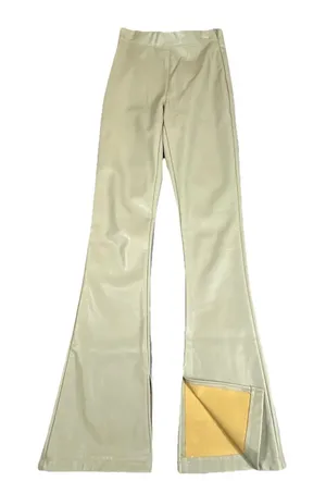 Flare Pants Womens Size 0 Tan Y2K Faux Leather Hippie Festival Zip Rocker‎ Gypsy thumbnail 1