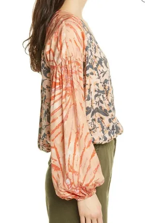 Free People Floral Cruisin Together print top, US Women's Medium NWOT thumbnail 4
