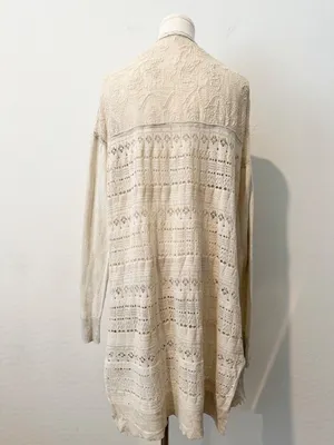 Free People Back To You Longline Duster Cardigan Embroidered Boho Crochet Casual thumbnail 11