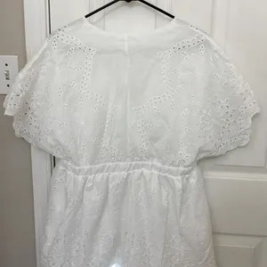 Shein Tiered Skirt Floral Eyelet Dress in White thumbnail 4