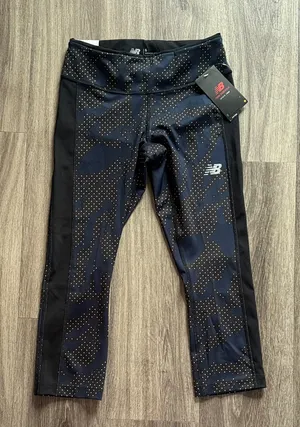 New Balance Black and Navy Leggings Size Small Mid Rise Tights 21” thumbnail 1